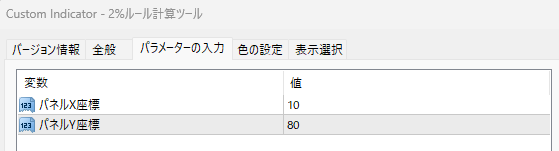 2%ルールロット計算ツールのパラメータの説明