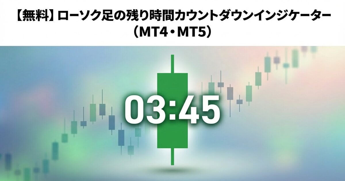 【無料】ローソク足の残り時間カウントダウンインジケーター（MT4・MT5）