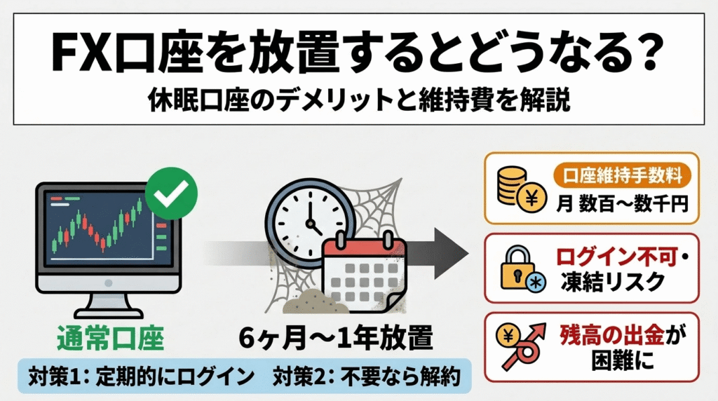 FX口座を放置するとどうなる？休眠口座のデメリットと維持費を解説