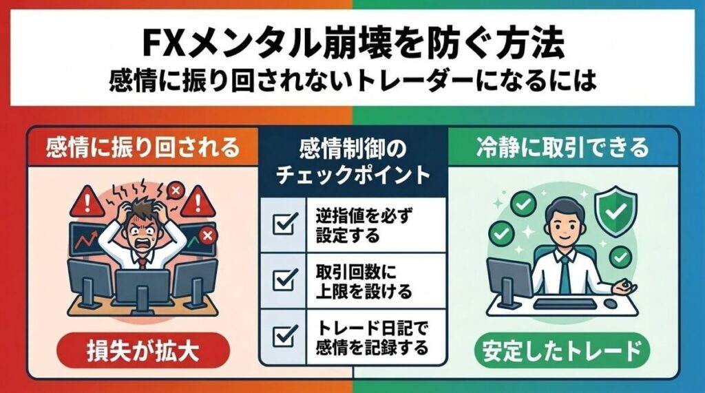 FXメンタル崩壊を防ぐ方法｜感情に振り回されないトレーダーになるには