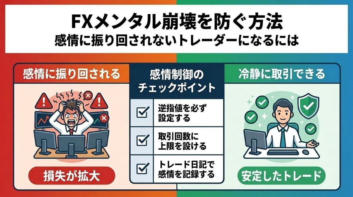 FXメンタル崩壊を防ぐ方法｜感情に振り回されないトレーダーになるには