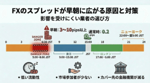 FXのスプレッドが早朝に広がる原因と対策｜影響を受けにくい業者の選び方