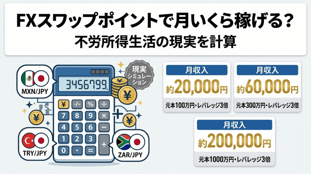 FXスワップポイントで月いくら稼げる？不労所得生活の現実を計算