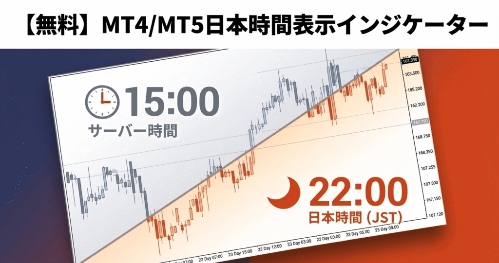 【無料】MT4/MT5日本時間表示インジケーター