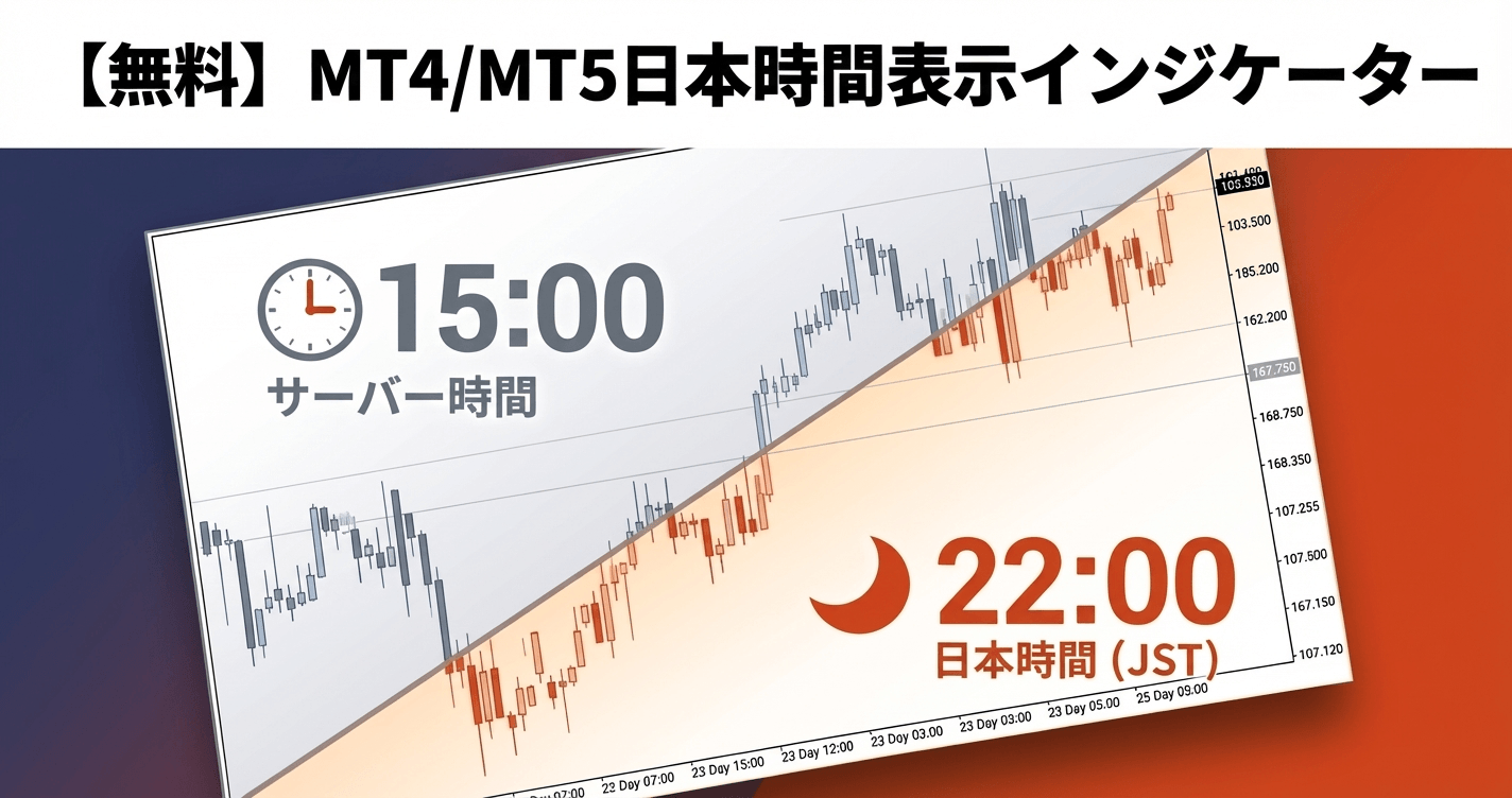 【無料】MT4/MT5日本時間表示インジケーター
